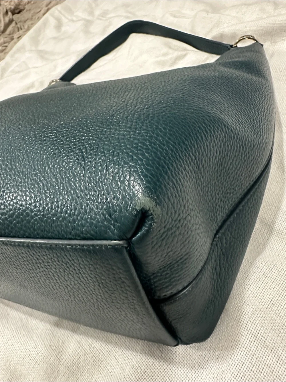 Kate Spade Dark Teal Pebbled Leather Hobo Bag